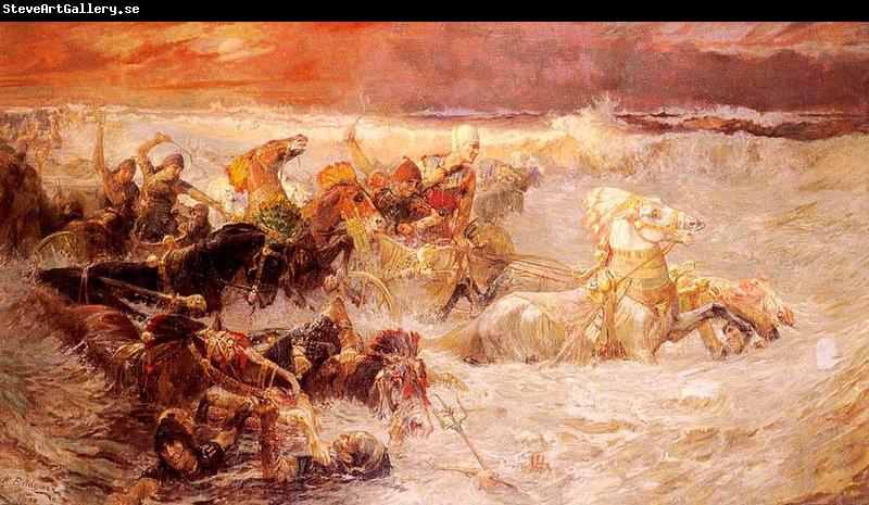 Frederick Arthur Bridgman Pharaoh's army engulfed by the Red Sea
